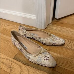 Manolo Blahnik Floral Flats